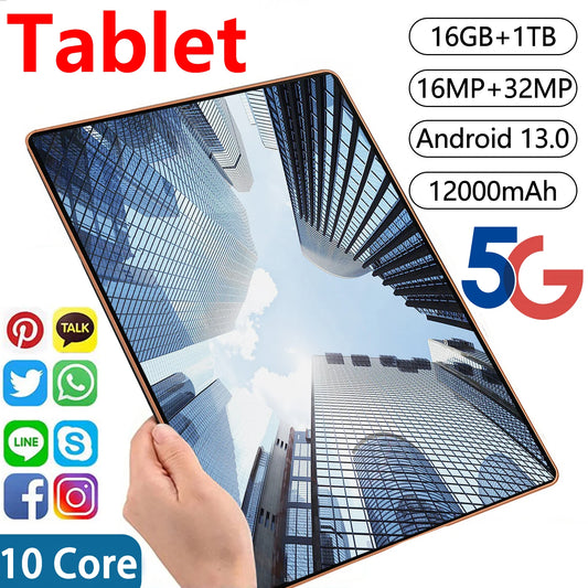 2024 New 11.6 inch Network Android 13.0 Tablet 16GB RAM 1TB ROM 16MP 32MP 10 Core 12000mAh tablet 4 5G Wifi Tablet