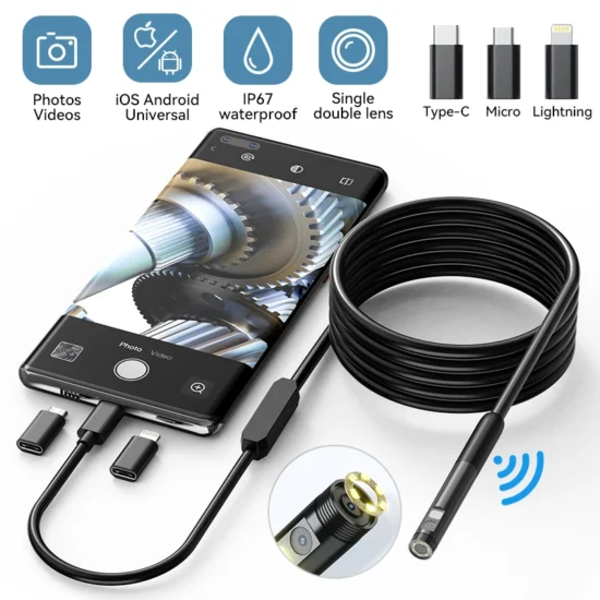 2MP Single/Dual Lens Endoscope Camera 3 in 1 Micro USB/Type-C Android IOS iphone Inspection Camera Car Pipeline Borescope