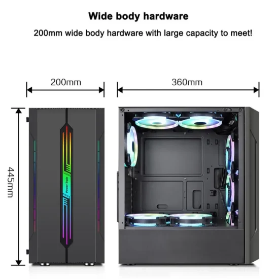 Power Train ES280 ATX Case Computer Competitive Game Chassis RGB Colorful Light Bar Support 240 Water Cooled 8-Fan Position Case - Image 2