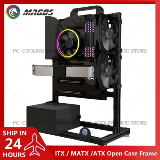 Aluminum Fully Open Case Frame Support ITX / MATX /ATX Motherboard,Vertical Computer Housing PC Water Cooling Gamer DIY Cabinet