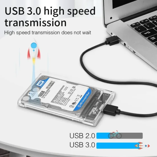 USB 3.0/Type C HDD Enclosure 2.5 inch SATA SSD External Hard Drive Case with 5Gbps Transfer Speed Clear Harddisk Boxs Tool-Free - Image 2