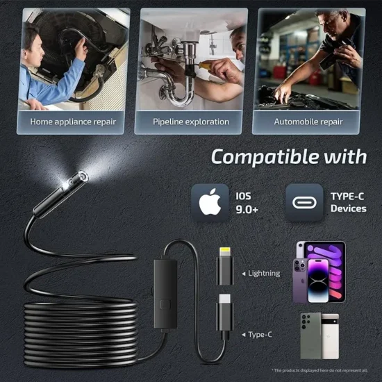 2MP Single/Dual Lens Endoscope Camera 3 in 1 Micro USB/Type-C Android IOS iphone Inspection Camera Car Pipeline Borescope - Image 5