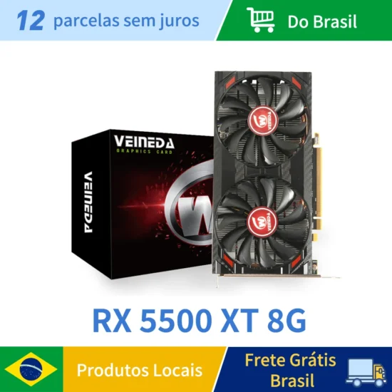 Veineda Graphics Card RX5500XT 8G Gaming 8GB 128Bit GDDR6 PCI-E 4.0×8 GPU Radeon rx5500xt 8gb pc game Video Card