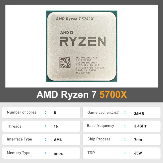 AMD New Ryzen 7 5700X R7 5700X 3.4GHz 8 Core 16 Thread CPU Processor 7NM L3=32M Socket AMD AM4 Gaming processador процессор - Image 3