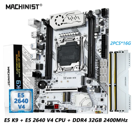 MACHINIST X99 K9 Motherboard Set LGA 2011-3 Kit Xeon E5 2640 V4 CPU 2*16G=32G DDR4 ECC RAM 2400MHZ Memory Support Nvme M.2 M-ATX