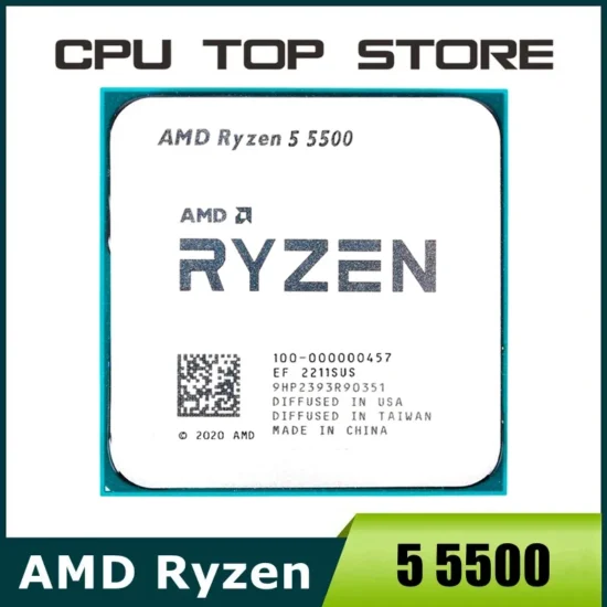 AMD Ryzen 5 5500 R5 5500 3.6GHz 6-Core 12-Thread CPU Processor 7NM L3=16M 100-000000457 Socket AM4 No Fan