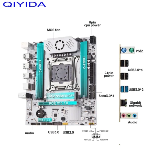 QIYIDA X99 motherboard D4 LGA 2011 3 with M.2 slot Support X99 C612chip DDR4 Memory SATA3.0 USB3.0 PCI16X - Image 4