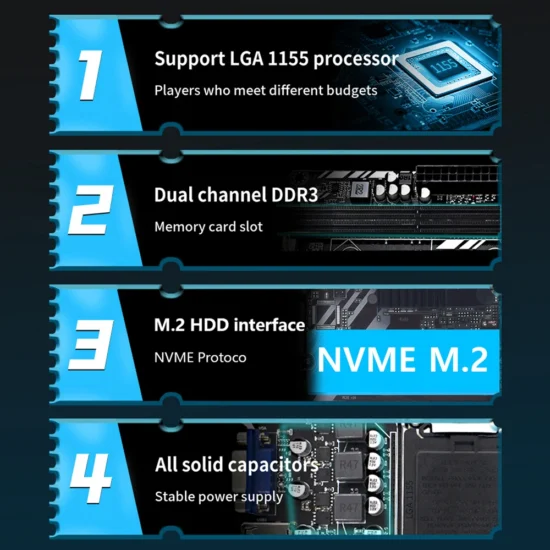 MUCAI H61 Motherboard LGA 1155 Kit Compatible With Intel Core CPUs 2nd And 3rd Generations Supports M.2 NVME SDD - Image 4