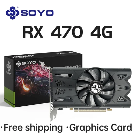 SOYO Graphics Cards AMD Radeon RX470 4G GDDR5 256bit Video Card HDMI+DP+DVI For Desktop Gaming Computer Components GPU RX 470