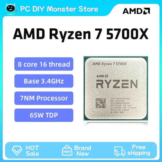 AMD New Ryzen 7 5700X R7 5700X 3.4GHz 8 Core 16 Thread CPU Processor 7NM L3=32M Socket AMD AM4 Gaming processador процессор