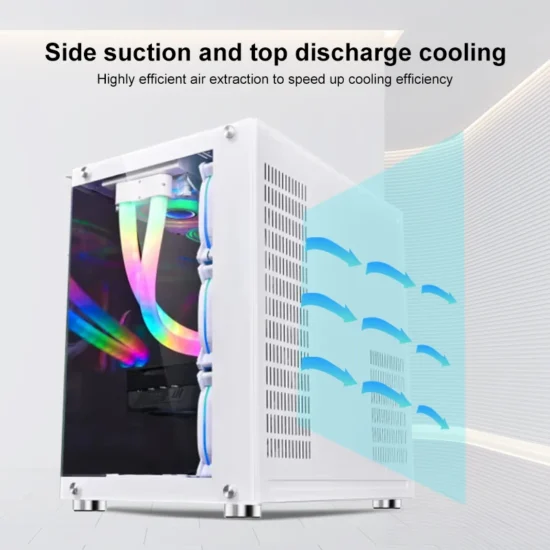 ATX Tower Computer Case, 0.6mm SPCC + Tempered Glass Material, Up to360mm Radiator & 10x 120mm Case Fans, USB 3.0 / USB 2.0*2 - Image 5