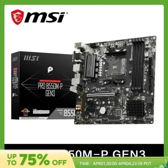 MSI PRO B550M-P GEN3 AMD Gaming Motherboard AM4 DDR4 M.2 Supports Ryzen CPU R3 R5 R7 5000&3000 Series Desktop Computer Mainboard