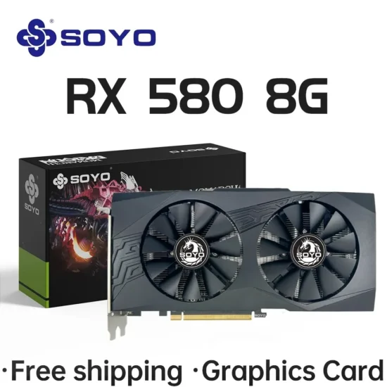 SOYO Graphics Cards Radeon RX580 8G GDDR5 Memory Video Gaming Card PCIE3.0x16 GPU Desktop Computer Components AMD RX 580 8G