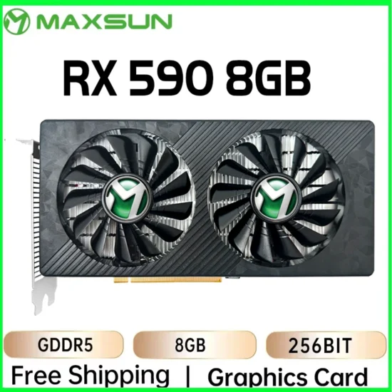 MAXSUN NEW AMD RX 590 8GB Placa De Video Gaming Graphics Card GDDR5 256Bit PCI Express 3.0 ×16 8Pin Radeon GPU rx590 Series