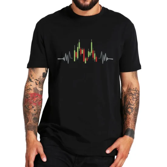 Stock Trading Heartbeat T Shirt Funny Crypto Coin Trader Geek Gift Tee Tops Cotton Unisex O-neck Casual T-shirts