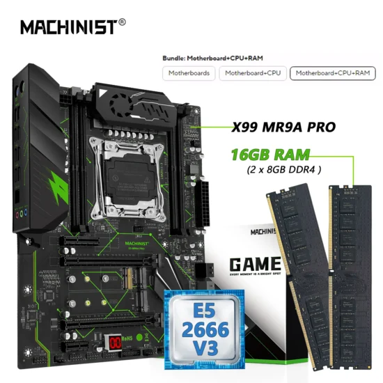 MACHINIST MR9A PRO X99 Motherboard combo Kit with Xeon E5 2666 V3 CPU And DDR4 32GB RAM Memory Set Four Channel ATX