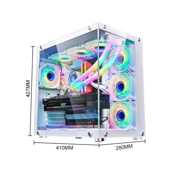 ATX Tower Computer Case, 0.6mm SPCC + Tempered Glass Material, Up to360mm Radiator & 10x 120mm Case Fans, USB 3.0 / USB 2.0*2 - Image 2