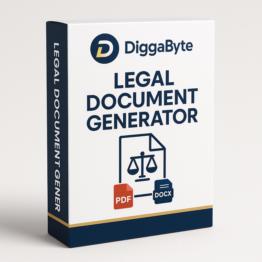 Legal Document Generator | Rental Agreement, NDA, Bill of Sale | No Internet Needed | PDF + DOCX | DiggaByte Legal Kit